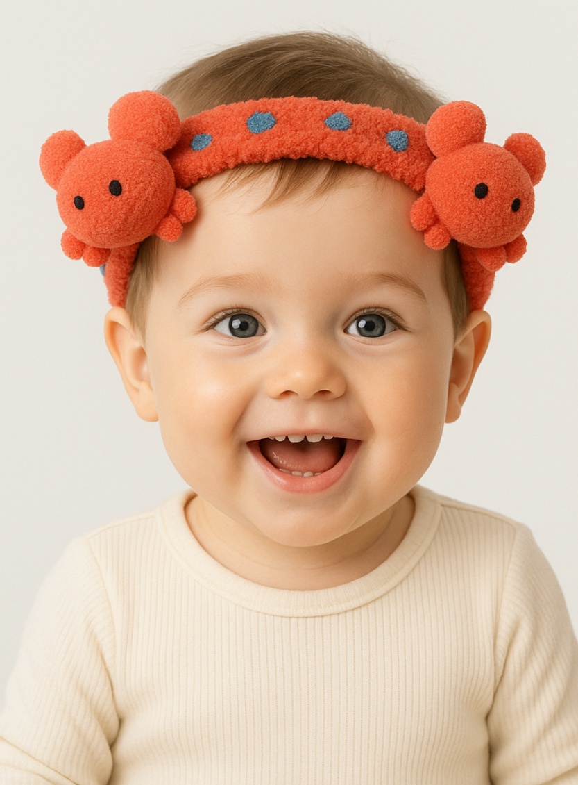 Crab-Themed Plush Baby Headband - Fun and Comfortable for Baby Apparel