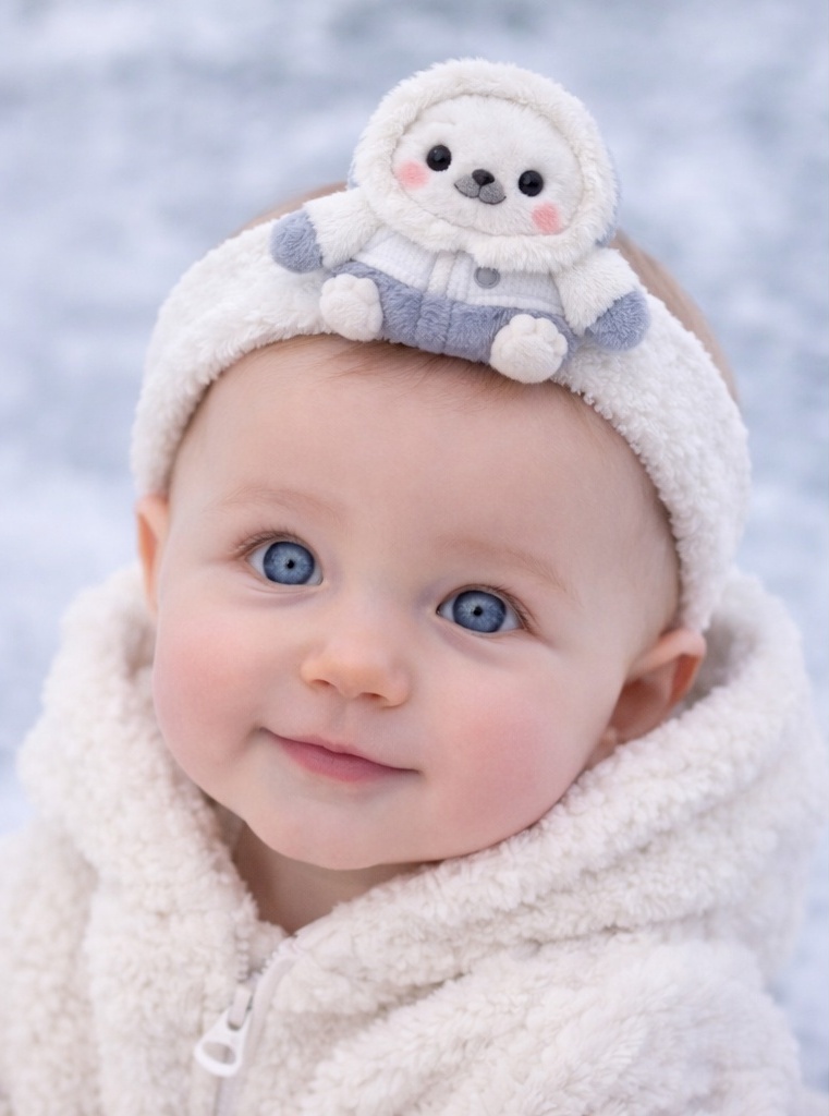 Shiba Inu Baby Headband – Cozy Winter Fleece with Scarf