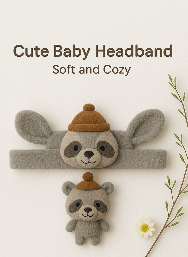 Baby Mouse Headband - Soft Plush Design with Cute Character for Baby Apparel