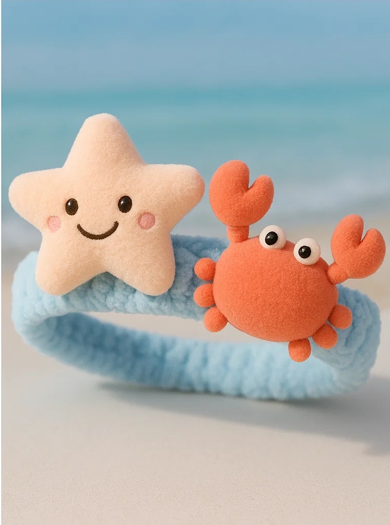 Baby Headband with Starfish and Crab Plush – Ocean Friends Theme