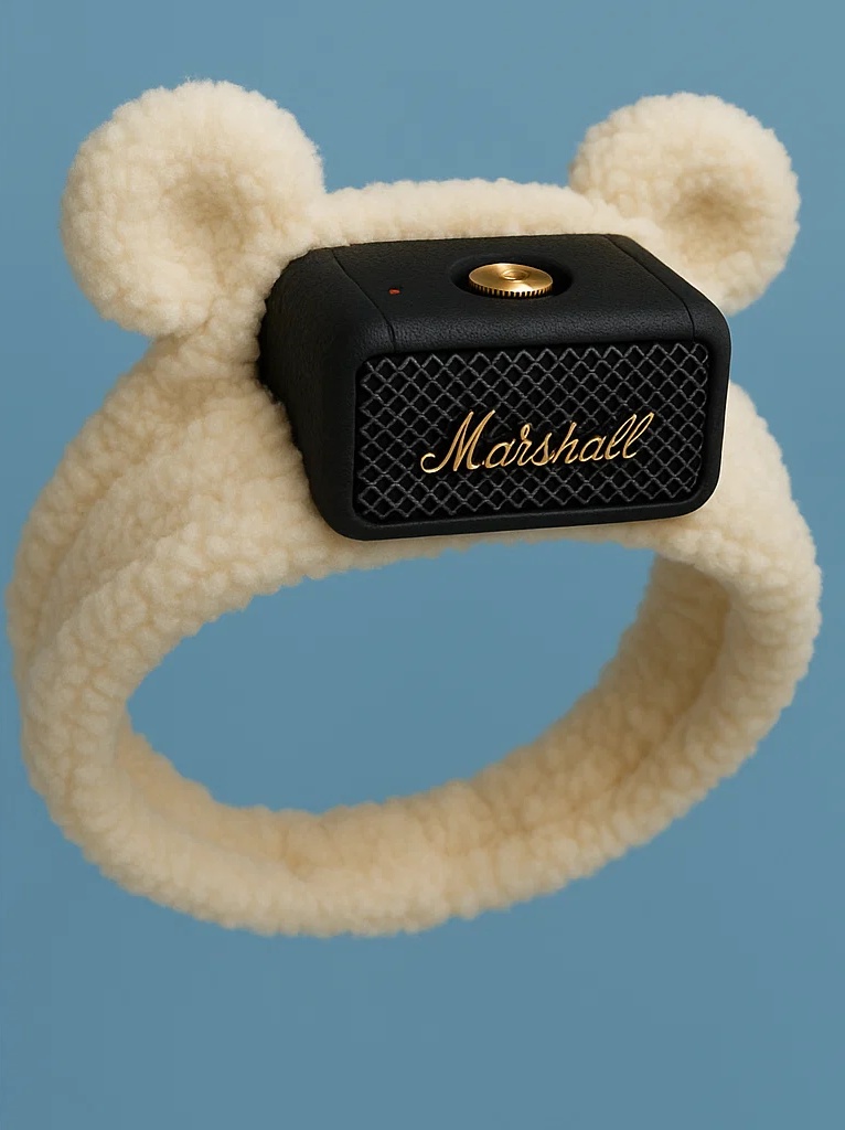 Marshall-Inspired Plush Baby Headband with Bear Ears