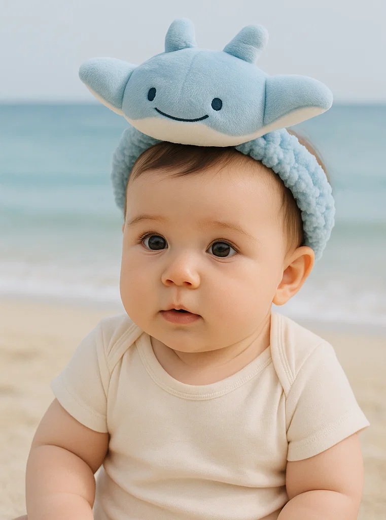 Baby Headband with Plush Manta Ray – Soft, Ocean-Inspired, Adorable