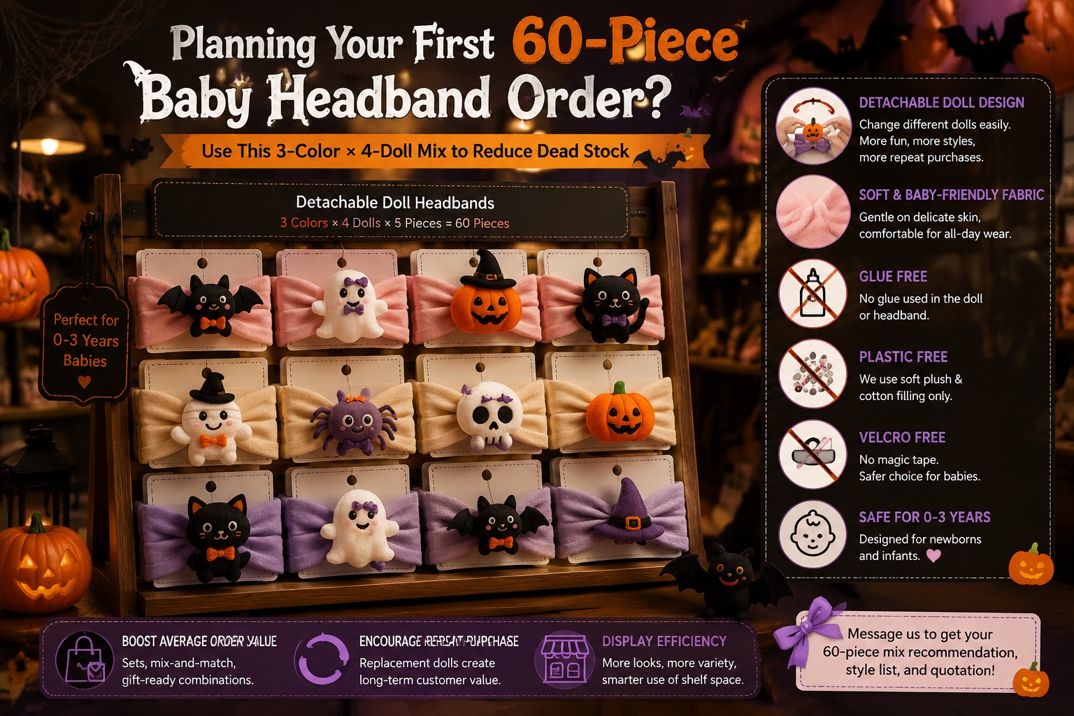 Planning Your First 60-Piece Baby Headband Order? Use This 3-Color × 4-Doll Mix to Reduce Dead Stock