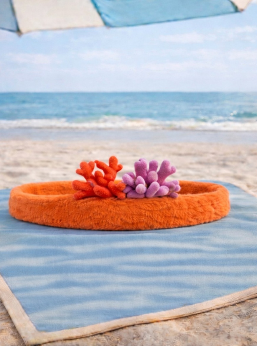 Bandeau corail en peluche pour bébé – Accessoire doux thème marin