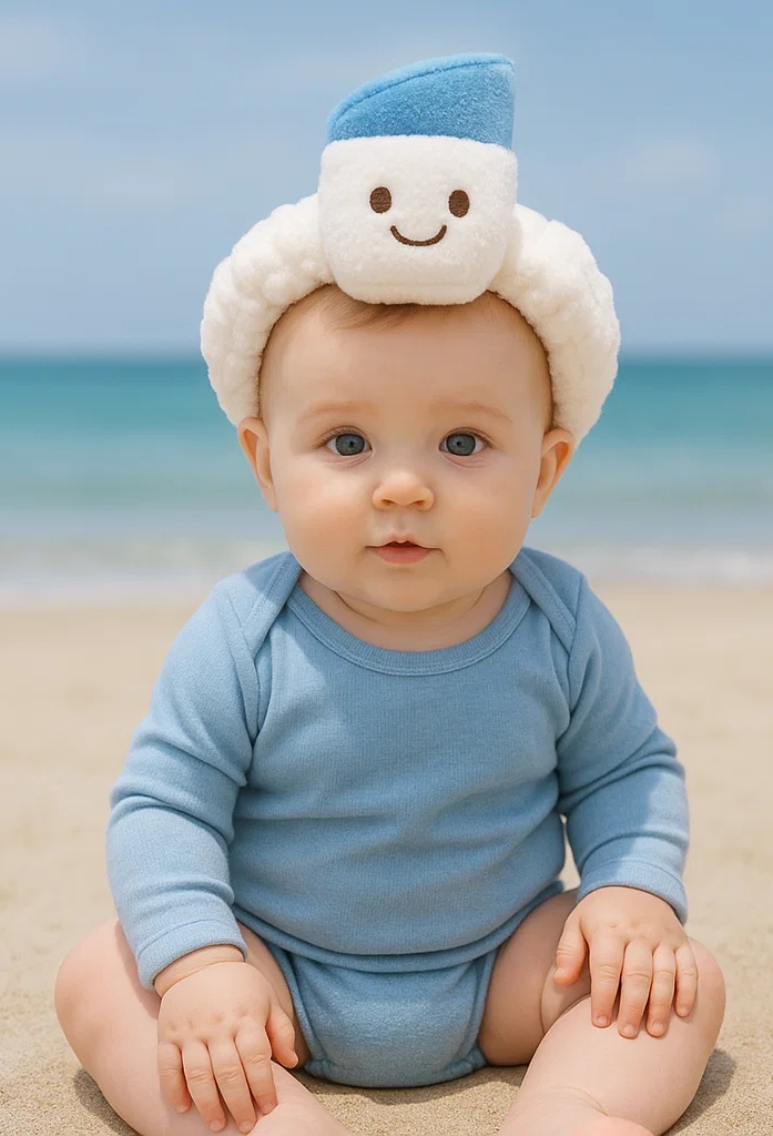 Cute White Baby Headband with Plush SPF Bottle