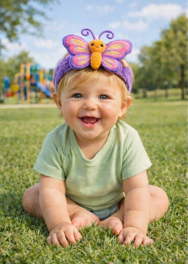 Butterfly Plush Baby Headband – Colorful Insect-Inspired Hairband for Infants
