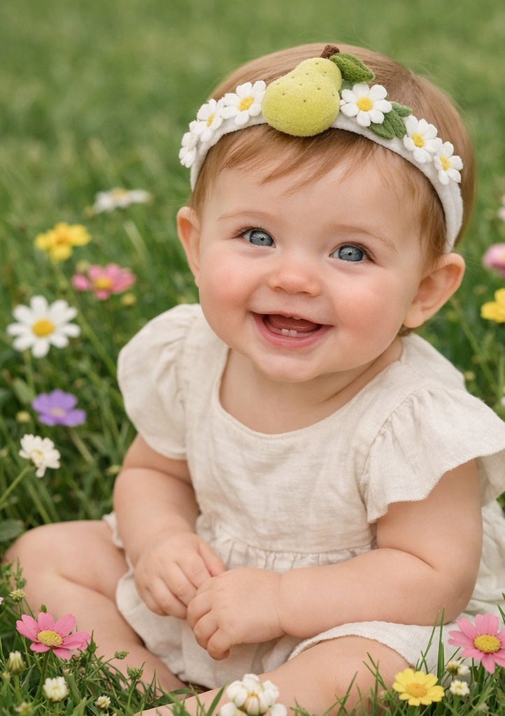 Pear Daisy Adjustable Baby Headband Floral Cotton Infant Hair Accessory