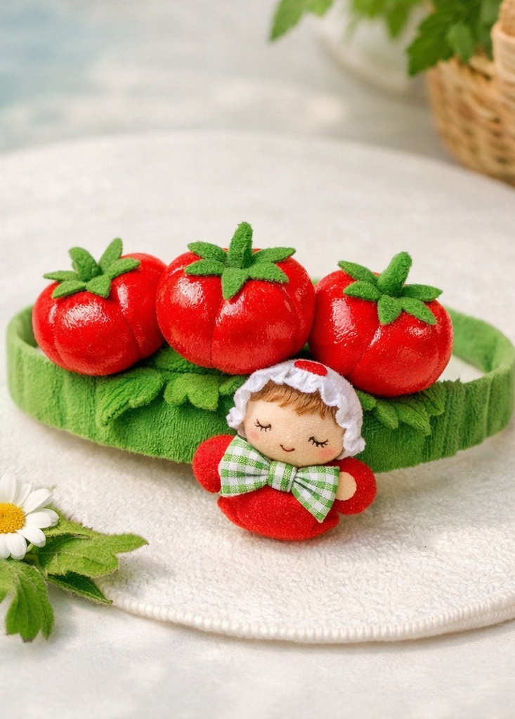 Diadema de Peluche para Bebé Inspirada en Huerto Encantador con Algodón Ajustable y Toque Campestre