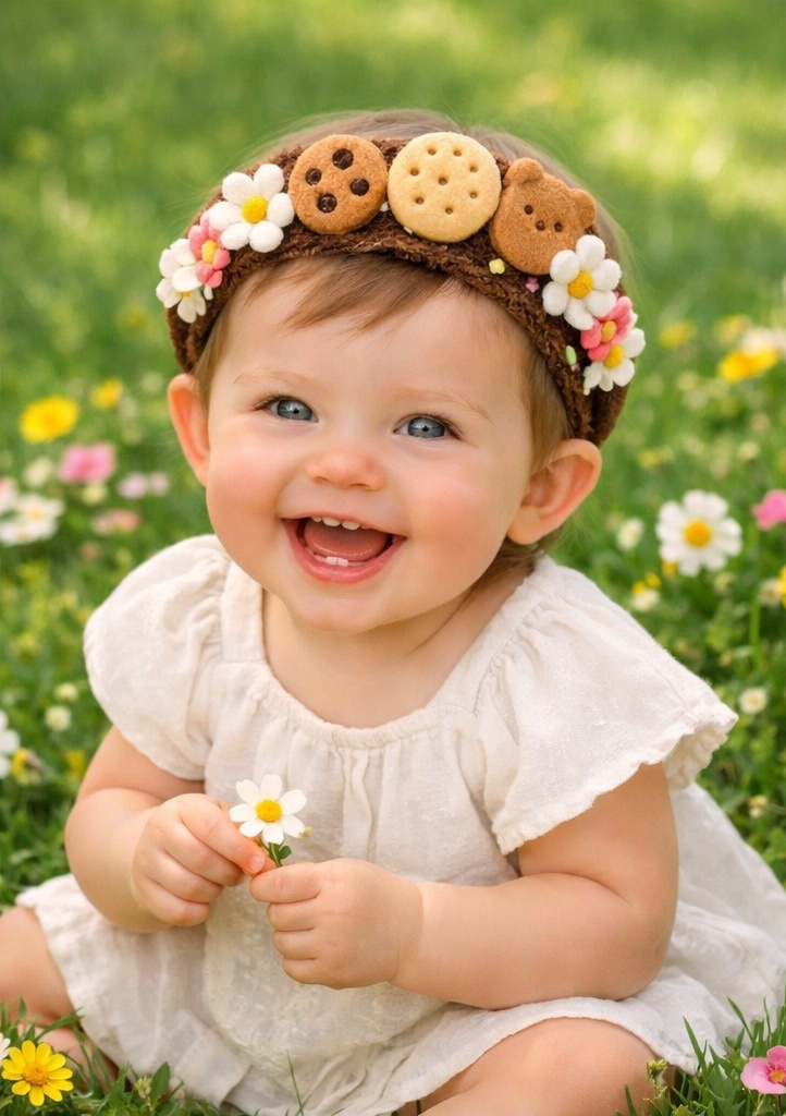 Cookie Trio Floral Adjustable Baby Headband Cotton Baby Hair Accessory