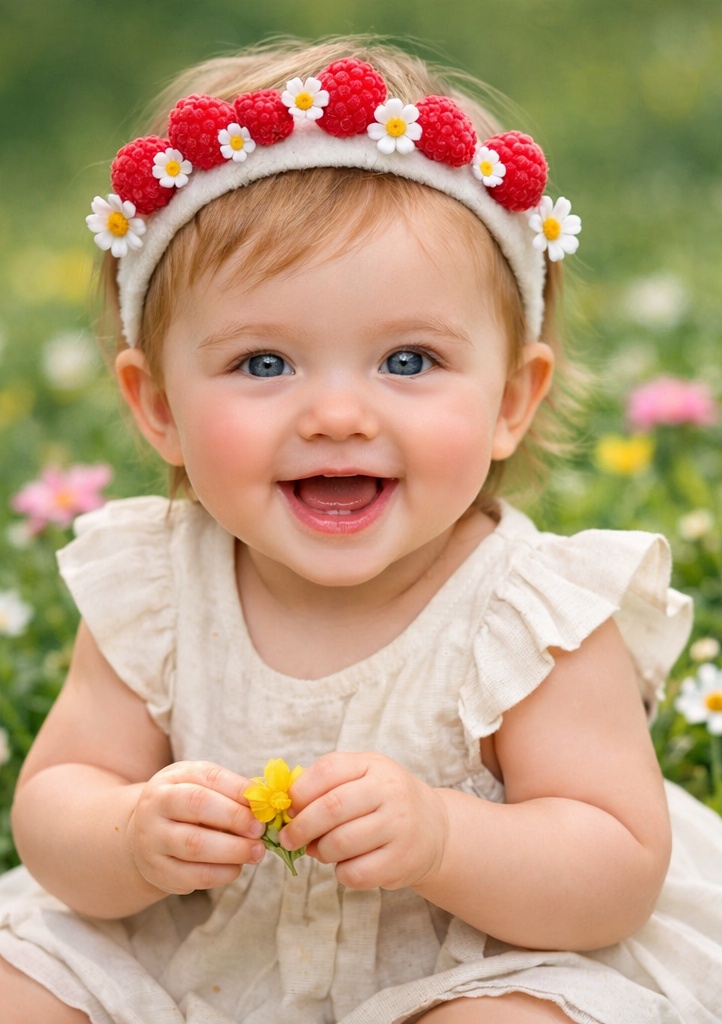 Raspberry Bloom Adjustable Baby Headband Floral Cotton Toddler Headband
