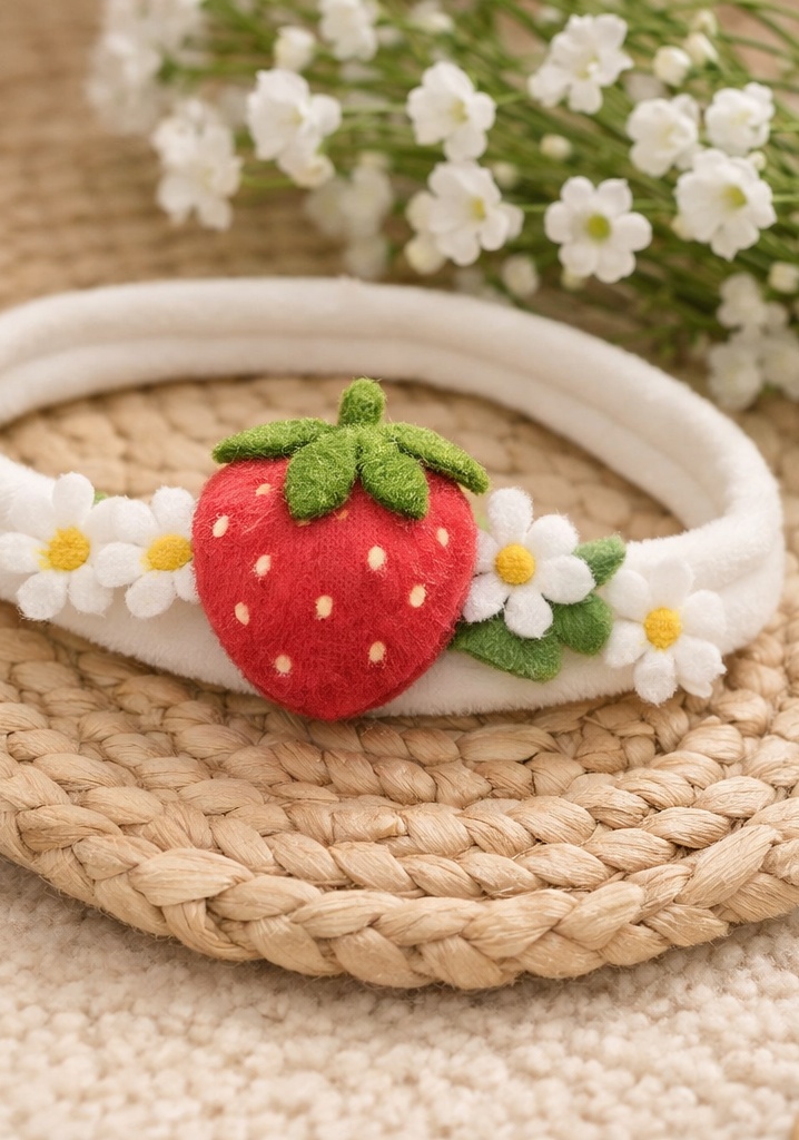 Strawberry Daisy Adjustable Baby Headband Floral Cotton Infant Hair Accessory