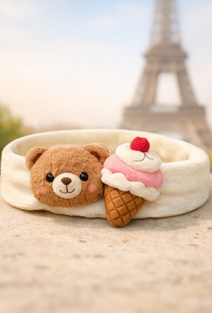 Fabrication OEM bandeau bébé ourson et glace bonbon arc-en-ciel – accessoire peluche ajustable pour grossistes premium