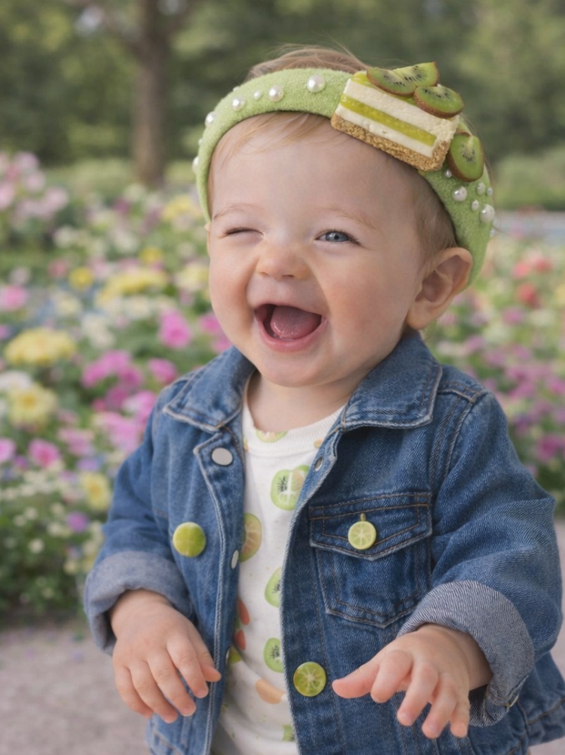 Diadema de algodón orgánico para bebés con motivos divertidos de comida, cómoda y estilosa para recién nacidos