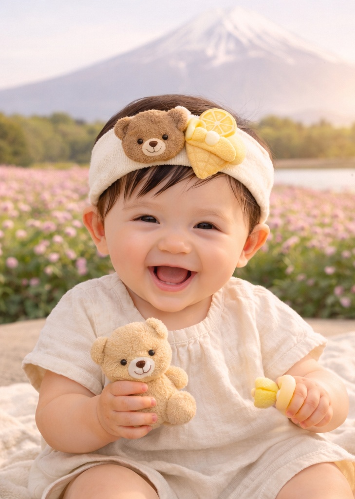 Offre B2B bandeau lilas bébé petit ours et cornet sorbet cassis – création sur mesure pour distributeurs et concept stores