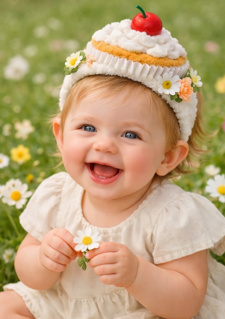 Cupcake Parade Adjustable Baby Headband Floral Cotton Toddler Hair Accessory