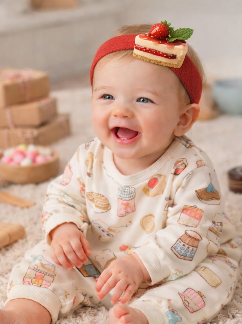 Diadema para bebé con personajes de comida removibles, diseño práctico y lindo para recién nacidos