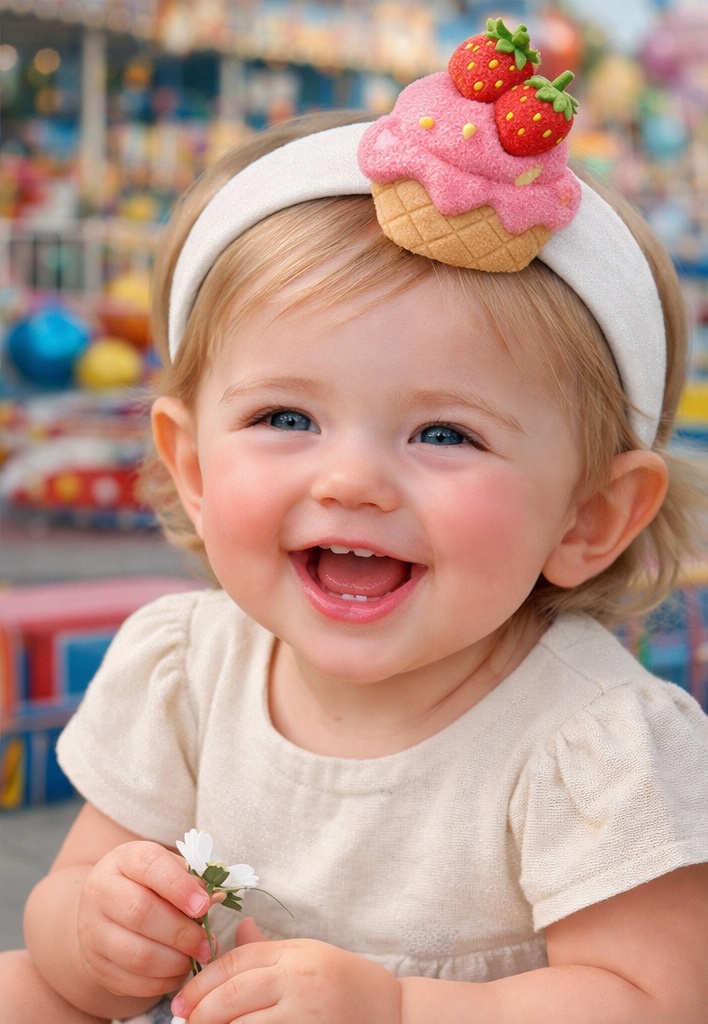 Detachable Pink Doll Baby Headband, Cute Cartoon Design for Little Babies