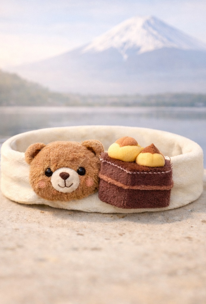 Service ODM bandeau crème bébé ourson, mochi blanc et baies rouges – headband antiglisse doux pour distributeurs enfants