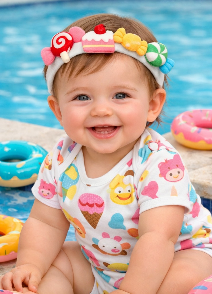 Soft and Colorful Baby Headband with Removable Fruit and Cartoon Embellishments for Adorable Photos