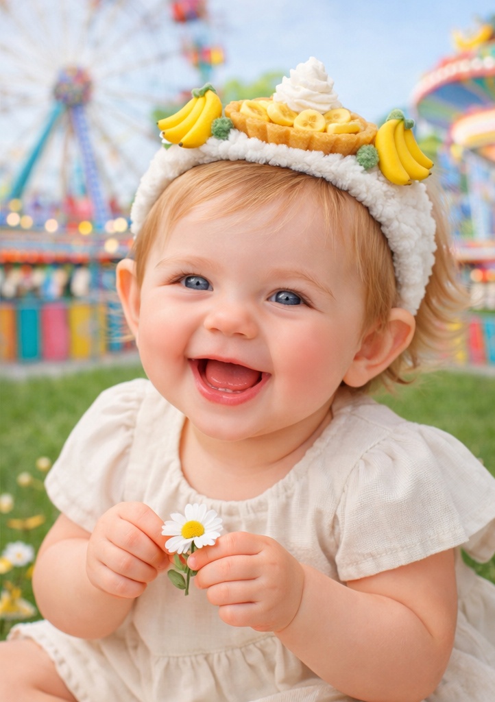 Banana Cream Tart Adjustable Baby Headband Floral Cotton Infant Hair Accessory