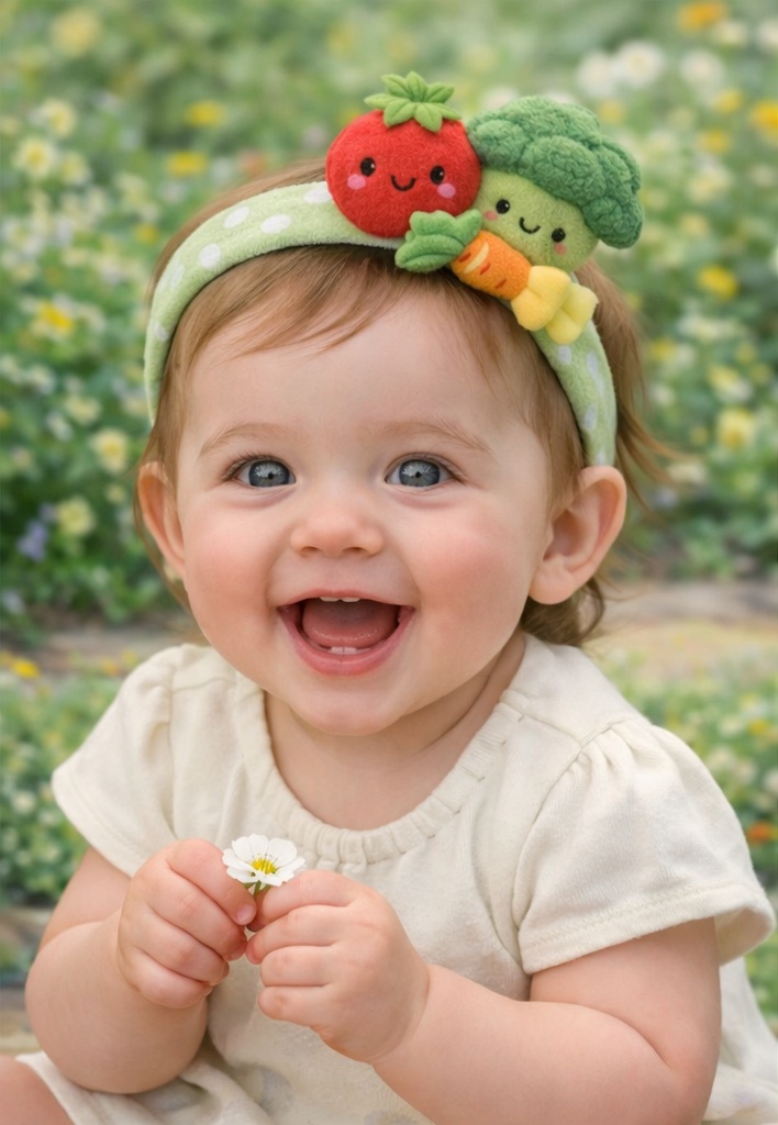 Food-themed Cotton Adjustable Baby Headband, Cute Plush Toy Design for Babies, Perfect for Everyday Use