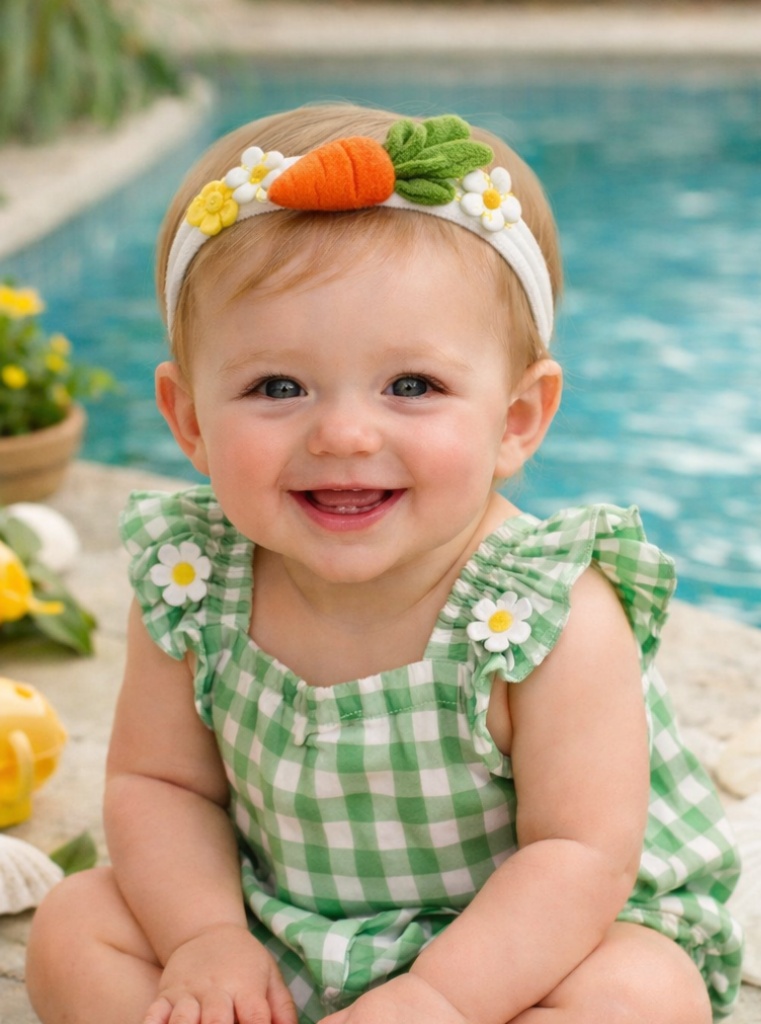 Rustic Garden Food-Themed Plush Baby Headband Soft Cotton Adjustable Infant Hair Accessory