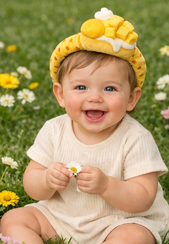 Bandeau pour bébé à thème alimentaire, design ajustable en coton, parfait pour une utilisation quotidienne