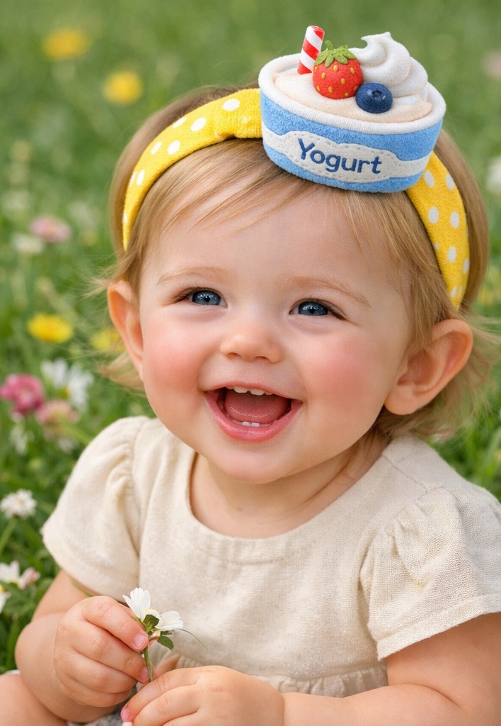 Bandeau ajustable à thème alimentaire pour bébé, en peluche douce, parfait pour un port quotidien