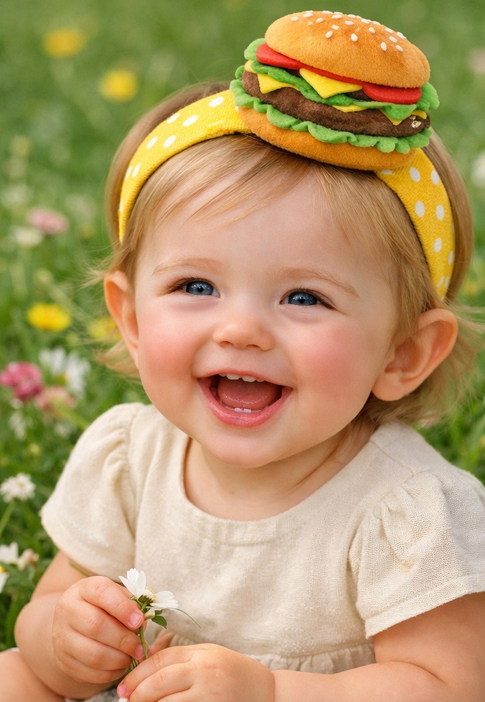 Bandeau exclusif pour bébé à thème alimentaire, design ajustable et confortable pour un port agréable