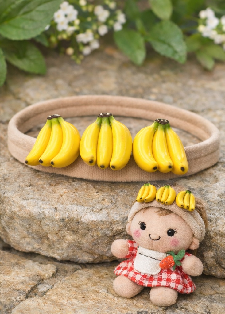 Countryside Harvest Plush Baby Headband Adjustable Cotton Infant Hair Band with Food-Inspired Charm