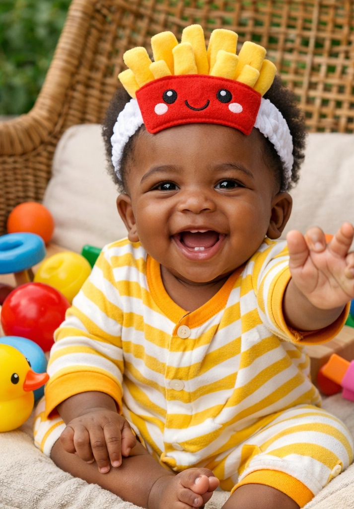 B2B Adjustable Cotton Baby Plush Headband with Cake and Ice Cream Theme for Wholesale Buyers