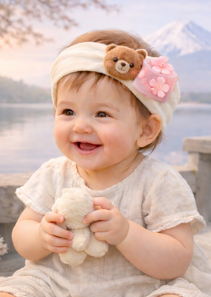 Vente en gros bandeau noué bébé ourson couché & dorayaki fraise – collection apaisante de fabricant pour cadeaux naissance