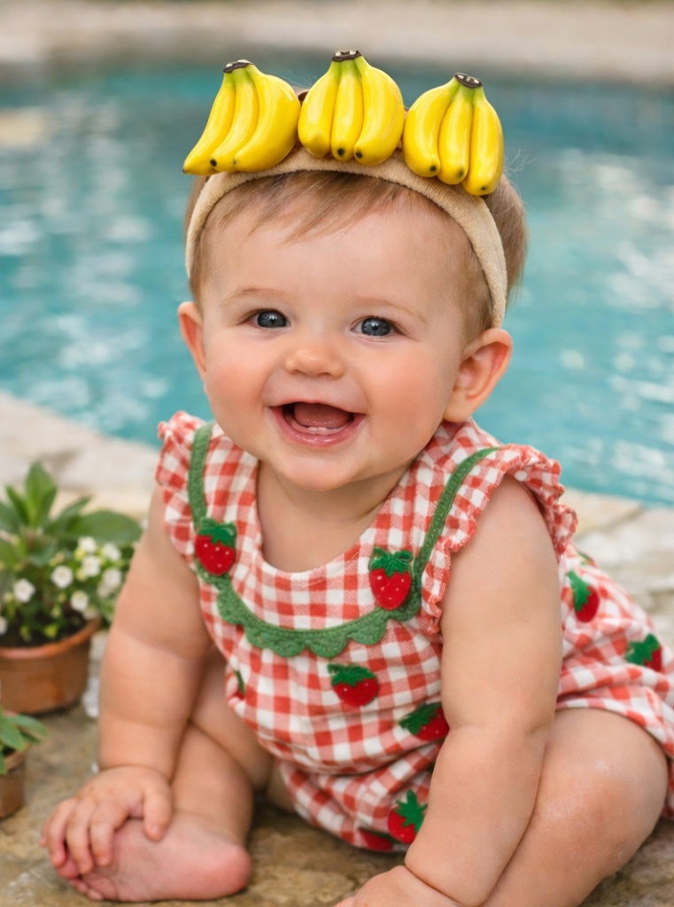 Countryside Harvest Plush Baby Headband Adjustable Cotton Infant Hair Band with Food-Inspired Charm