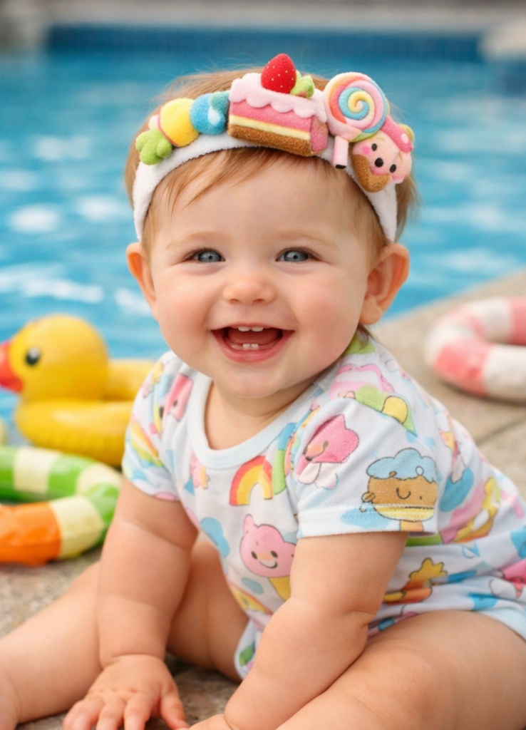 Vibrant and Playful Baby Headband with Removable Cartoon and Fruit Accessories for Newborn Photos