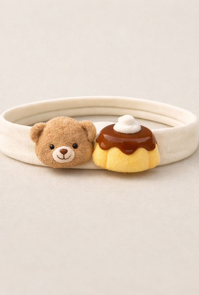Diadema para bebé con muñequita tierna de estilo fresco, algodón ajustable para fotos y uso diario
