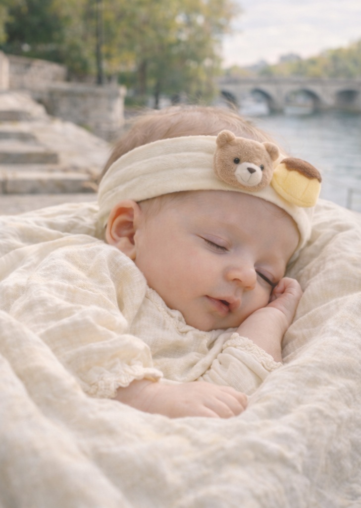 Diadema dulce para bebé estilo muñeca Serie , de algodón suave ajustable para recién nacida, fotos y uso diario
