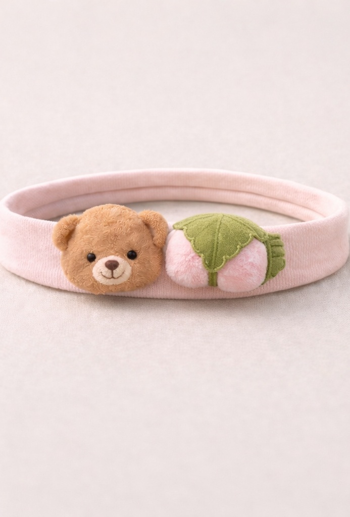 Bandeau bébé style wagashi avec ourson et dorayaki azuki – fournisseur OEM personnalisable pour marques et concept stores