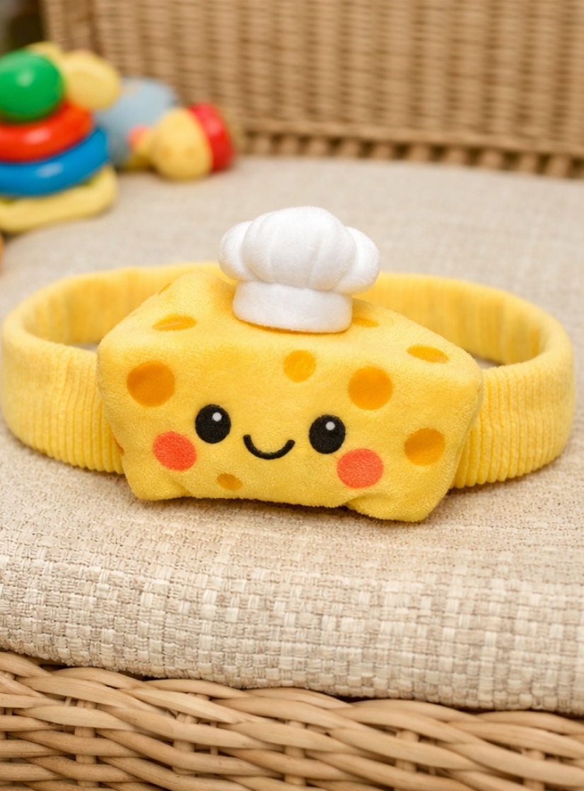 Wholesale Adjustable Cotton Baby Plush Headband with Cute Cake and Ice Cream Design