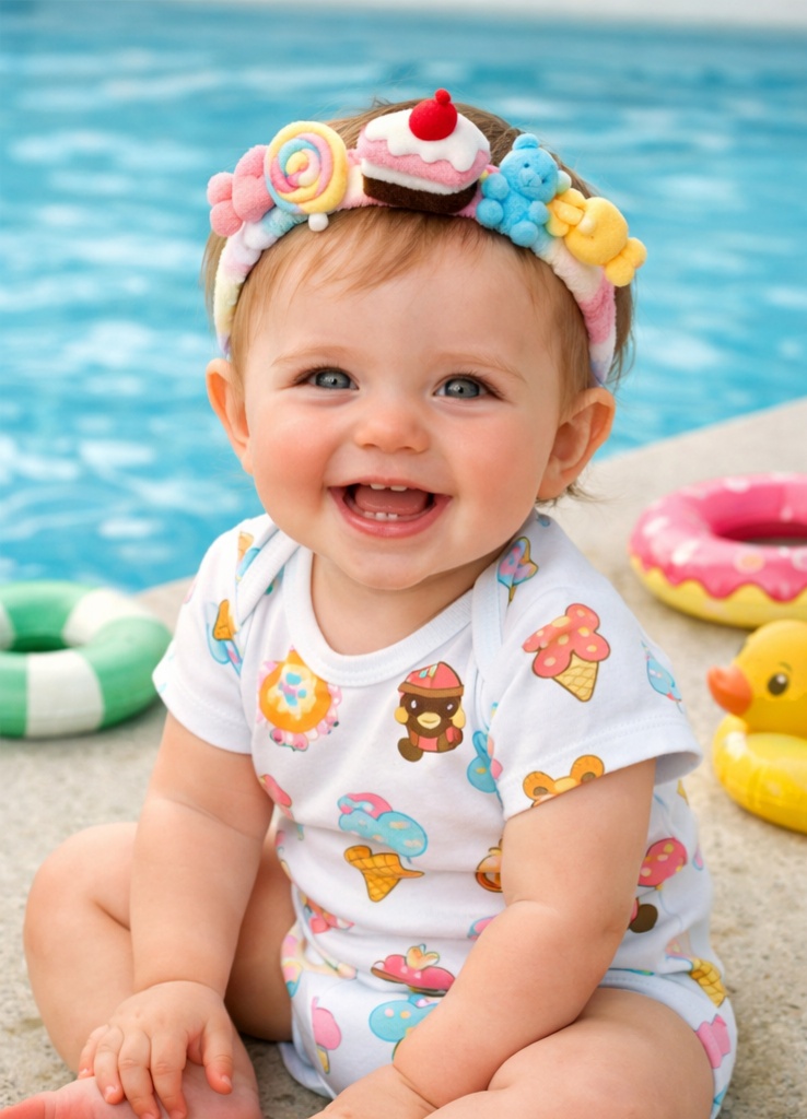 Soft Baby Headband with Fun Fruit and Cartoon Embellishments, Perfect for Baby Photos and Special Occasions