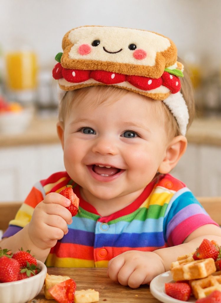 Baby Headband with Strawberry Jam Sandwich Design – Soft and Cute Baby Accessory for Wholesale Suppliers
