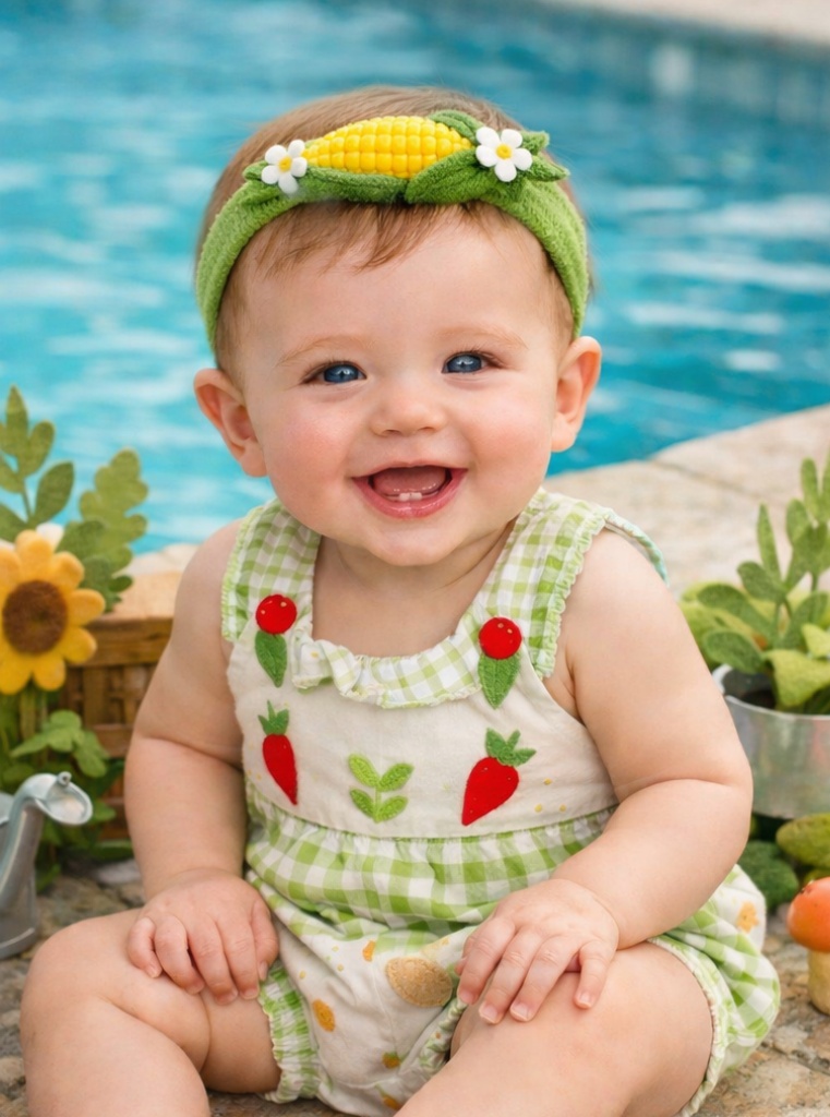 Pastoral Picnic Plush Baby Headband Cozy Adjustable Infant Cotton Hairband with Playful Food Motif