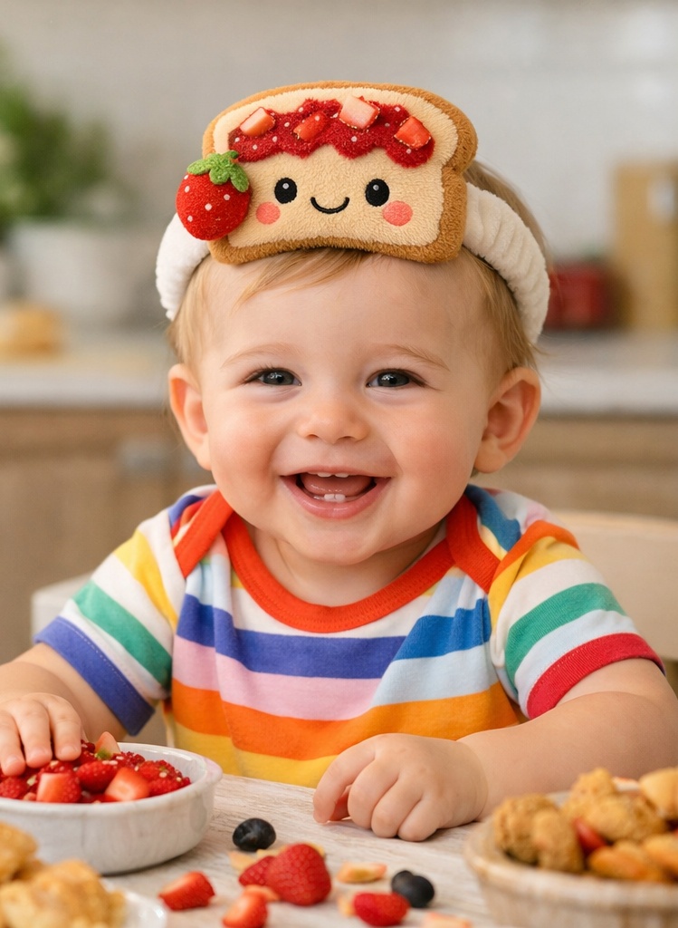 Soft Plush Baby Headband with Sandwich and Strawberry Design – Fun and Comfortable Headband for Babies