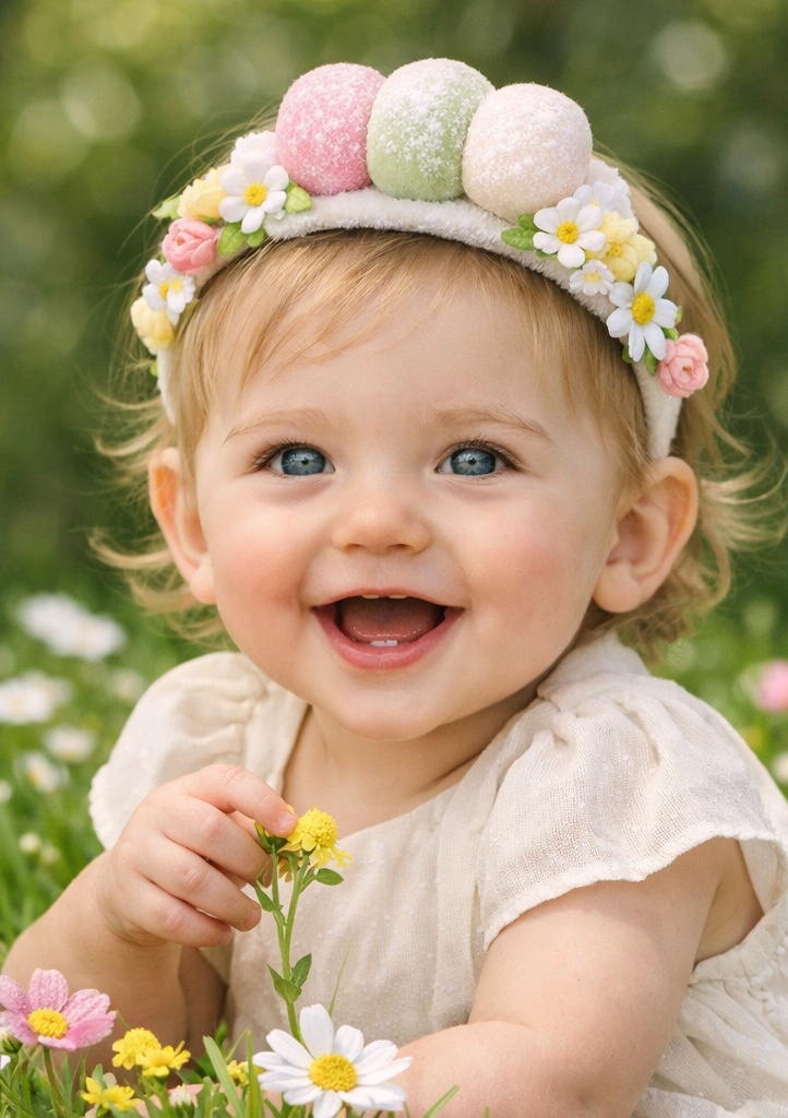 Pastel Mochi Flower Adjustable Baby Headband Floral Cotton Baby Hair Accessory