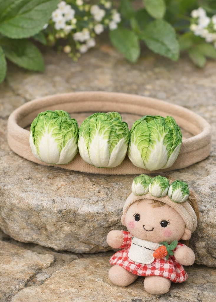 Diadema de Peluche para Bebé con Tema de Comida Estilo Jardín Rústico de Algodón Suave y Ajustable