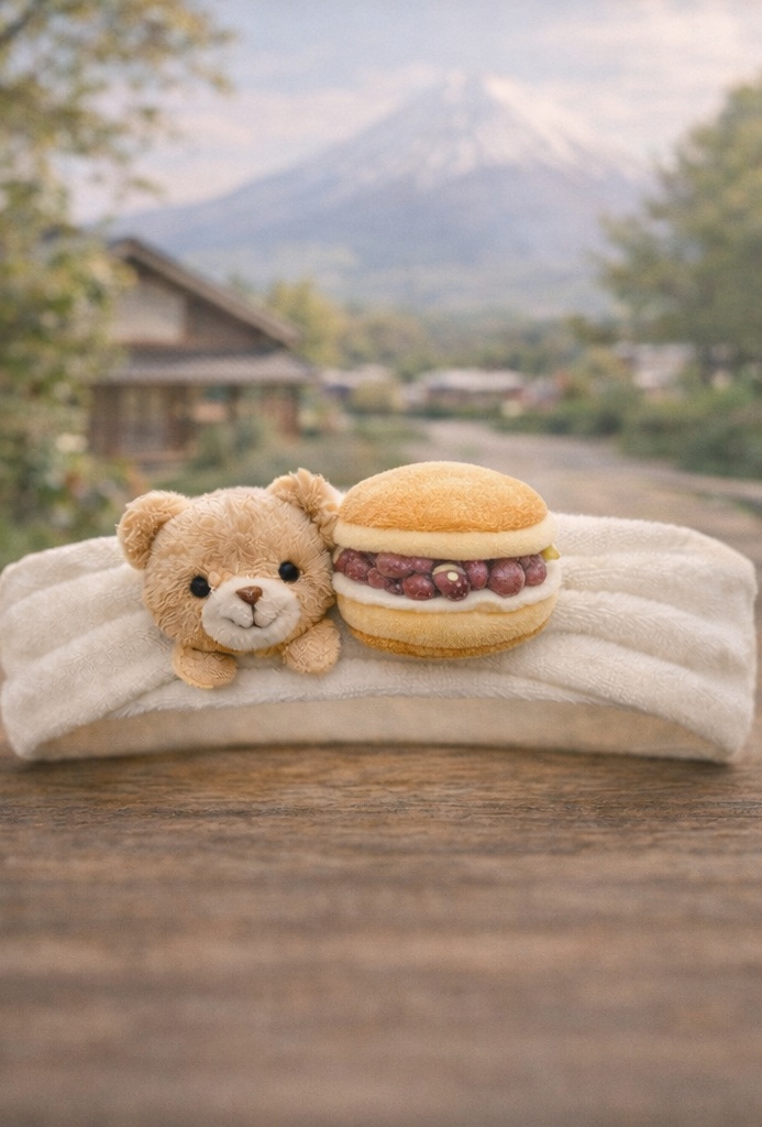 Grossiste accessoire cheveux bébé fleur pâtissière et mini ourson crème – bandeau fin en coton peluche pour boutiques