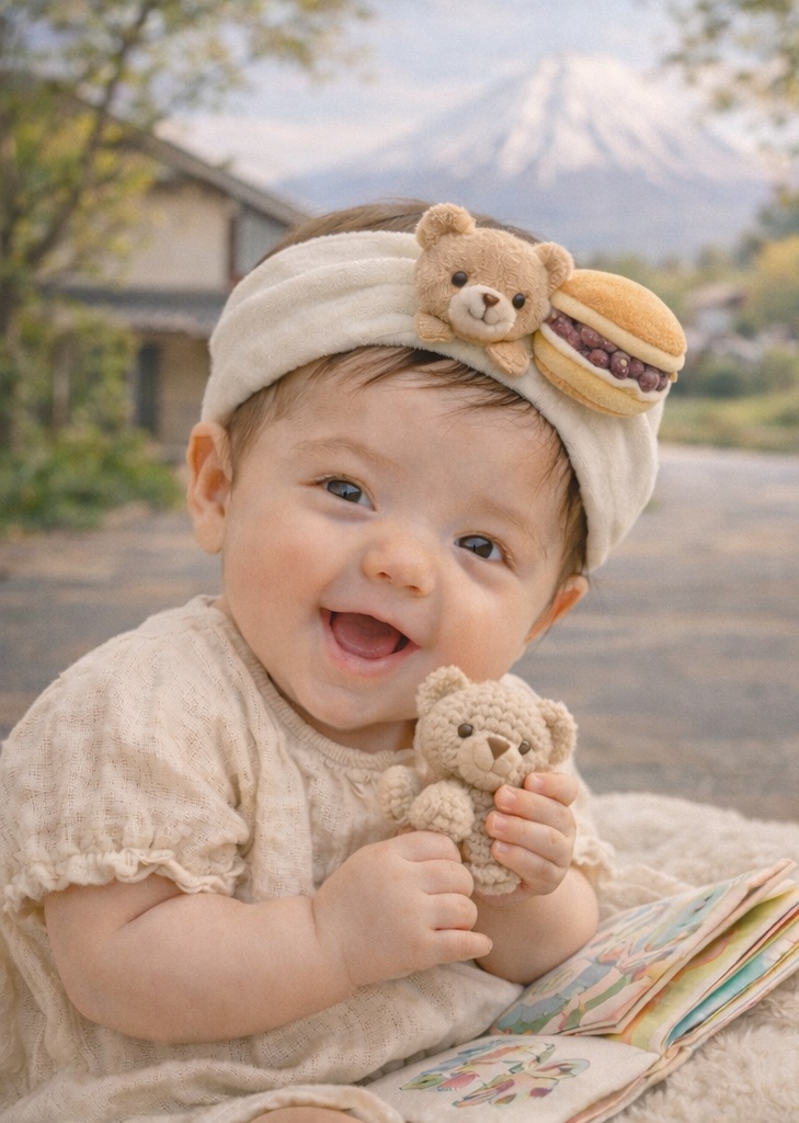 Grossiste accessoire cheveux bébé fleur pâtissière et mini ourson crème – bandeau fin en coton peluche pour boutiques