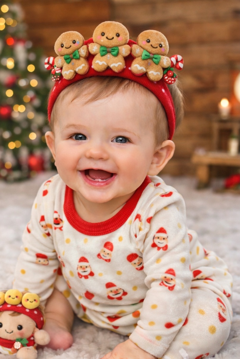 Kawaii Pink Plush Doll Baby Headband Cartoon Infant Head Wrap Gentle Stretch Accessory