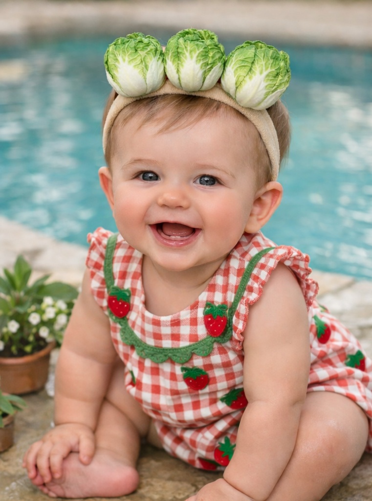 Diadema de Peluche para Bebé con Tema de Comida Estilo Jardín Rústico de Algodón Suave y Ajustable