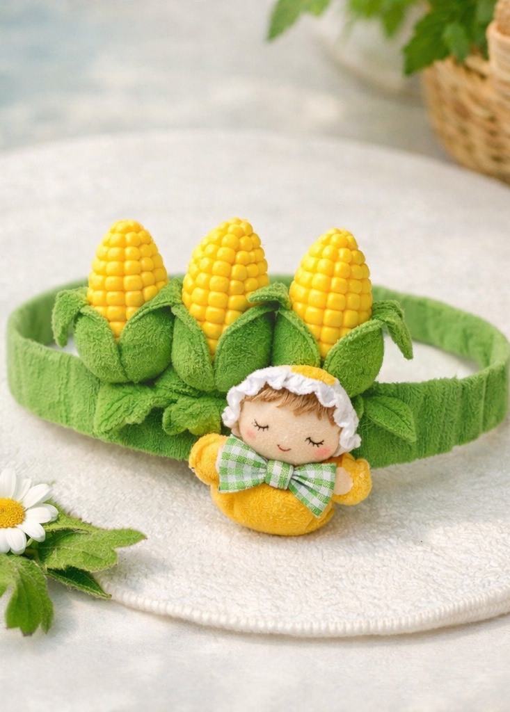 Diadema de Peluche para Bebé Inspirada en Cosecha Campestre con Banda Ajustable de Algodón Suave