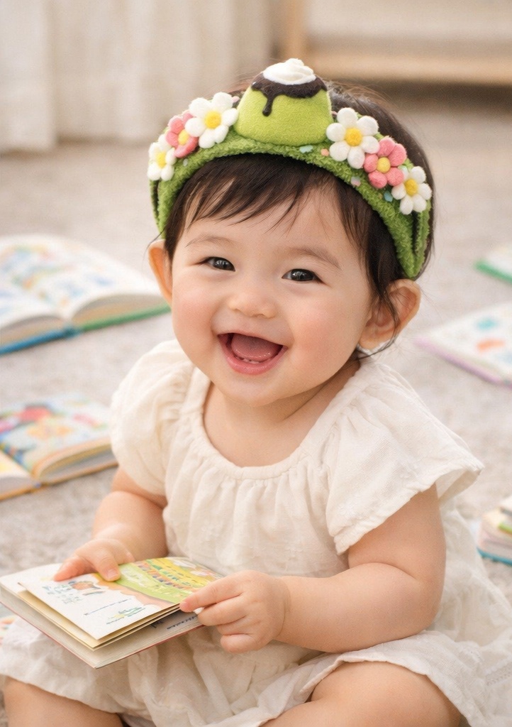 Matcha Pudding Floral Adjustable Baby Headband Cotton Infant Hair Accessory